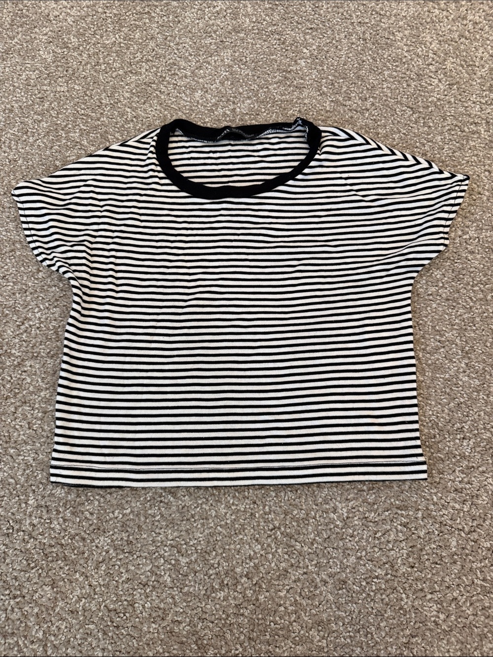 Zara Black & White Striped Short Sleeve Tee
